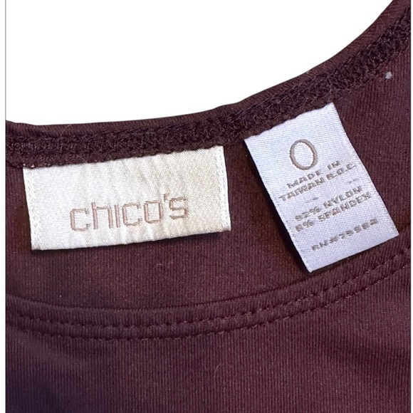 Chico’s Maroon High Neck Tank Top Basic Knit Sleeveless  Size 0 - Picture 3 of 5